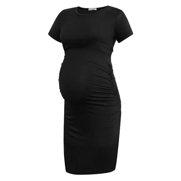 maternity | Dresses | Maternity Smallshow Womens Short Sleeve Dress Ruched Pregnancy  Clothes Nwt Xxl | Poshmark